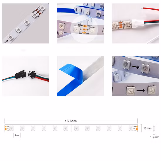 RGB Pixel LED Strip Programmable Magic Addressable LED Light Strip RGBW 12V 24V Ws2811 Ws2812b