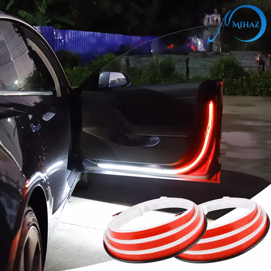 Dual-Color LED Door Warning Lights New Burst Flashing Door Side Light Bar Car Universal Welcome Door Ambient Light